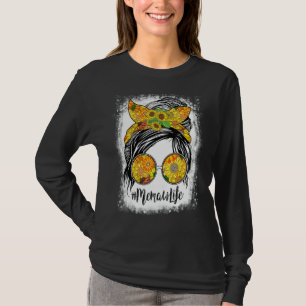 T-shirt Memaw Life Bleached Memaw Life Sunflower Messy Bu