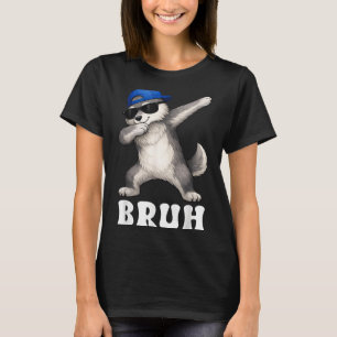 T-shirt Mème Bruh en dab wolf drôle hommes enfants garçons