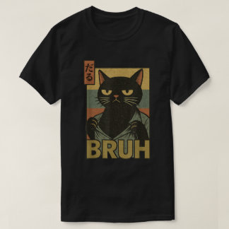 T-shirt Mème de chat Bruh esthétique d'anime japonais