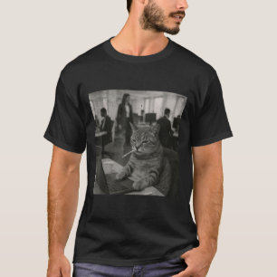 T-shirt Mème de chat drôle Fumer la cigarette au travail H
