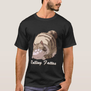 T-shirt Mème de chat gras roulant Kitty drôle humour fou