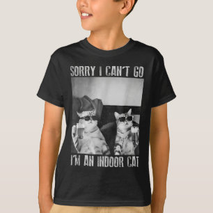 T-shirt Mème de chat intérieur amusant Désolé je ne peux p