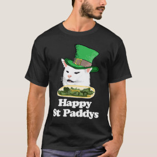 T-shirt Mème de chat ivre se disputant Chapeau irlandais S