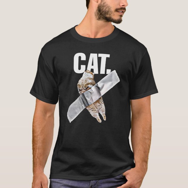 T-shirt Mème de chat tapé (Devant)