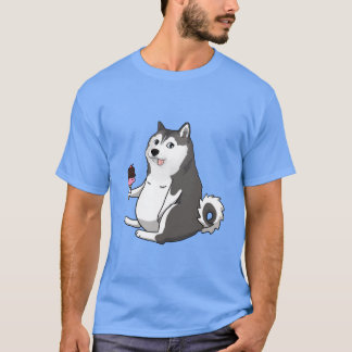 T-shirt mème de dogue husky gras