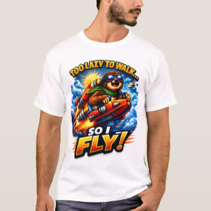 T-shirt Mème de la fusée de paresseux drôle, trop paresseu