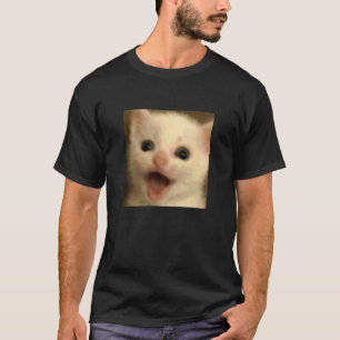 T-shirt Mème de photo floue de chaton blanc surpris drôle