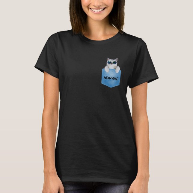 T-shirt Mème de poche de chat Meowsome Meow Chat Anniversa (Devant)