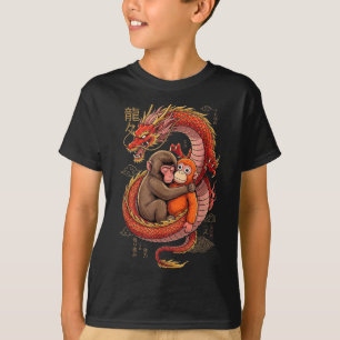 T-shirt Mème de singe câlinant une peluche Punch