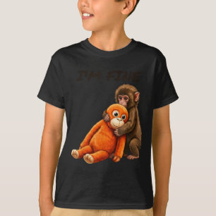T-shirt Mème de singe triste frappé avec un jouet orange j