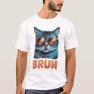 T-shirt Mème drôle dire Bruh avec Cat Salutations Ados