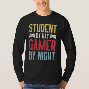 T-shirt Mème étudiant le jour joueur la nuit pour les joue