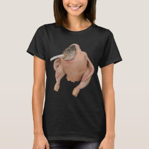 T-shirt Mème HQ poulet à tête de poisson fumant une cigare