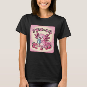 T-shirt Mème Kawaii Axolotl Lait Fraise Anime Japonais