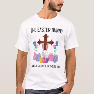 T-shirt Même le lapin de Pâques connaît Jésus Rose Garçons