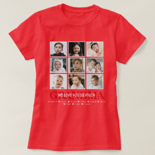T-shirt Mémé/Mamie/Autre message et noms de collage photo 