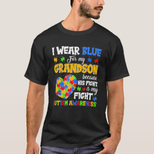 T-shirt Mémé Pépé Je Porte Bleu Pour Mon Petit-Fils Autism