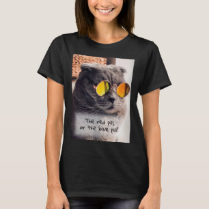 T-shirt Mème personnalisé Funny Bleu Chat avec lunettes
