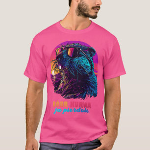 T-shirt Mème Polonais Bbr Bober Kurwa Ja Pierdole Synthwav