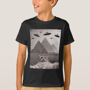 T-shirt Mème Ufo Chat - Selfie Chat Drôle Avec Ufos