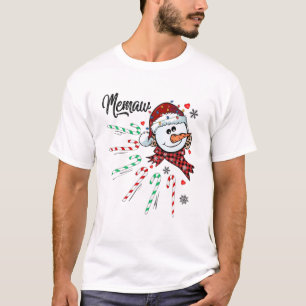 T-shirt Mémo Sucre de canne Snowman Noël Noël Noël Noël No