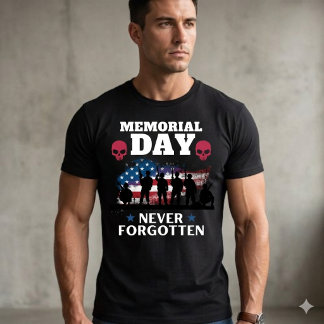 T-shirt Memorial Day Never Forgotten, US Flag Military