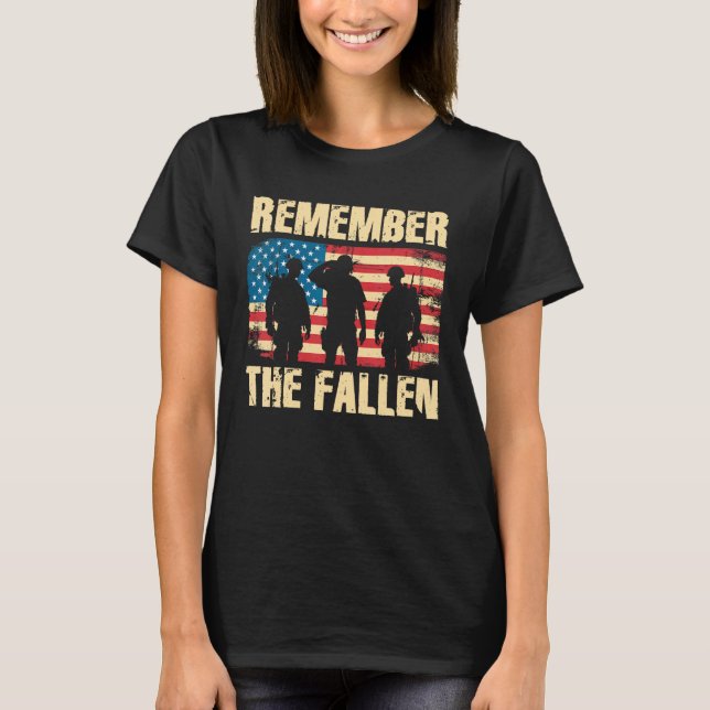 T-shirt Memorial Day Remember The Fallen Veteran Military  (Devant)