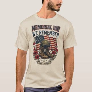 T-shirt Memorial Day We Remember Vintage Military Boots He