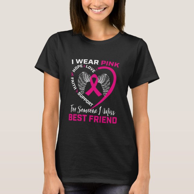 T-shirt Mémorial de sensibilisation au cancer du sein rose (Devant)