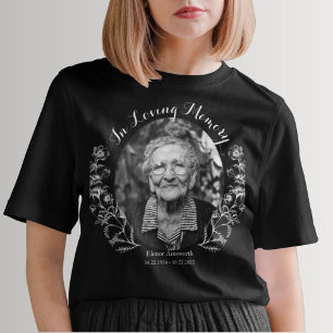 T-shirt Mémorial Floral en mémoire d'amour photo noir
