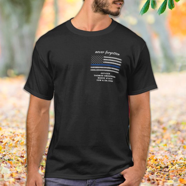 T-shirt Mémorial personnalisé de la ligne bleue mince de l (Créateur téléchargé)