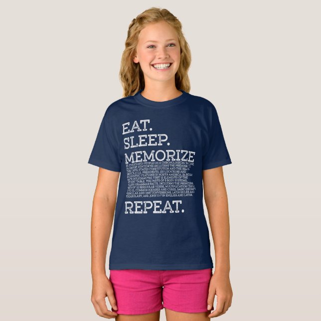 T-shirt Mémoriser la mémoire en veille Répéter le maître m (Devant entier)