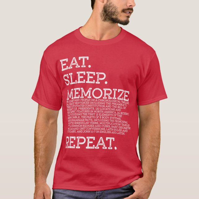 T-shirt Mémoriser la mémoire en veille Répéter le maître m (Devant)