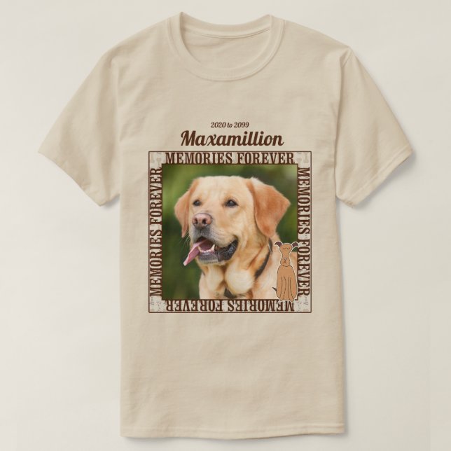T-shirt Mémoriser votre chien Photo personnalisée et nom (Design devant)