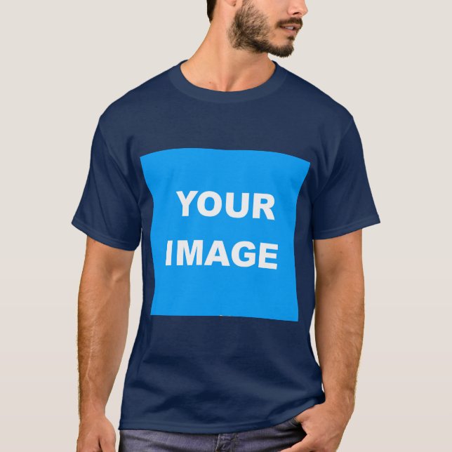 T-shirt Men Navy Blue Ajouter Votre Image Photo Logo (Devant)
