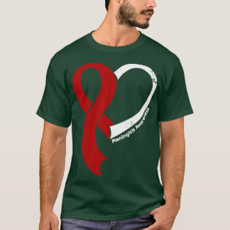 T-shirt Méningite Sensibilisation Espoir Amour Coeur Ruban