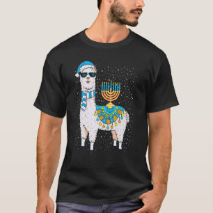 T-shirt Menorah Hanoukka Llama T Shirt Cute Alpaca Chanuka