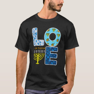 T-shirt Menorah Hanukkiah amour juif Hanukkah Chanukah Hom