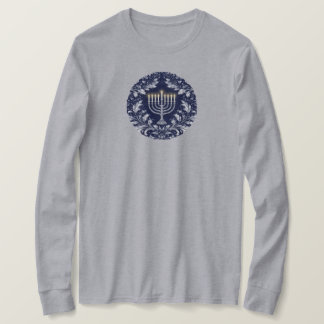 T-shirt Menorah Navy Profond Motif William Morris