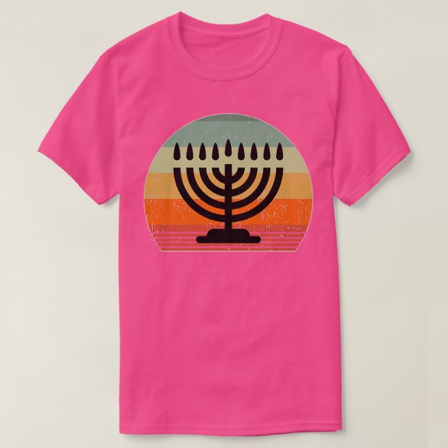 T-shirt Menorah Silhouette Hanoukka Sunset Juif Retro Vi (Design devant)