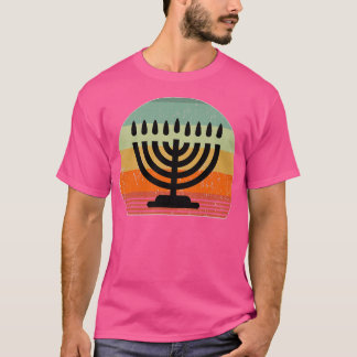 T-shirt Menorah Silhouette Hanoukka Sunset Juif Retro Vi