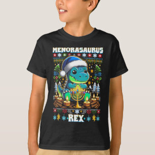 T-shirt Menorasaurus Rex Dino Trex Sweater de Noël laid 