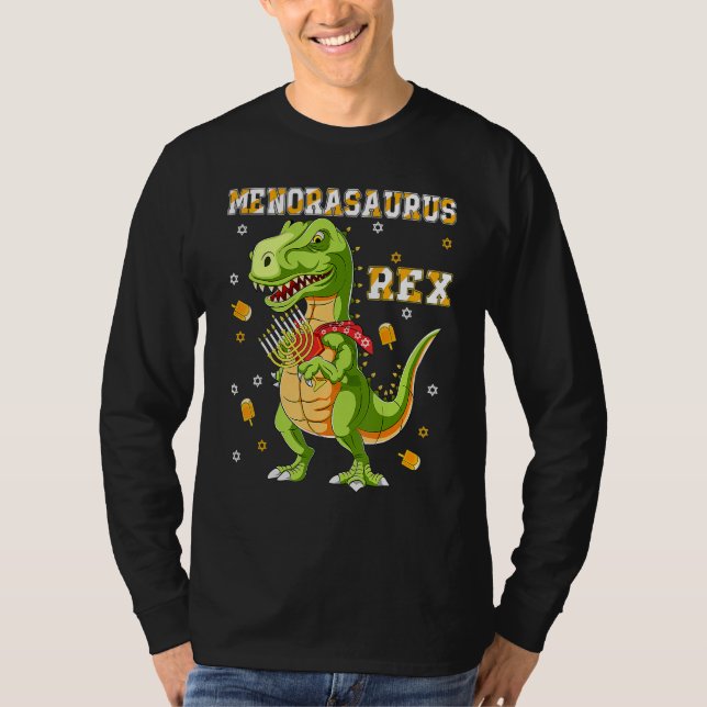 T-shirt Menorasaurus Rex  Dinosaur Rex Hanukkah Menora Pun (Devant)