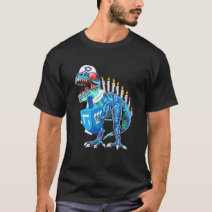 T-shirt Menorasaurus Rex Dinosaur T - Rex Hanoukka Pour