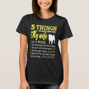T-shirt Mens 5 choses à propos de mon Carlin femme Amoureu