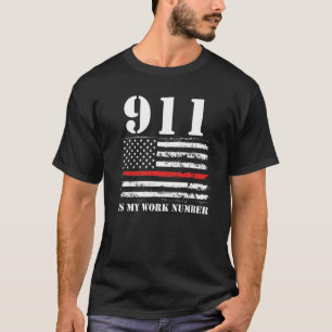 T-shirt Mens 911 Est Mon Numéro De Travail Pompier
