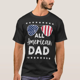 T-shirt Mens All American Papa Us Drapeau Lunettes De Sole