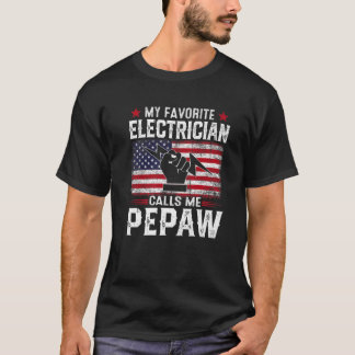 T-shirt Mens American Drapeau Mon Electricien Favori Appel