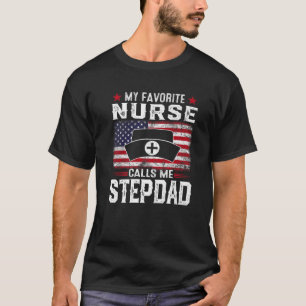 T-shirt Mens American Flag Mon infirmière préférée m'appel