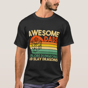 T-shirt Mens Awesome Dads Explorer Dungeons Dm Rpg Dice Dr